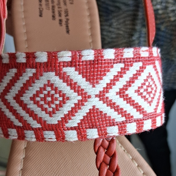 Red Patterned Women's Sandals - Picture 4 of 5